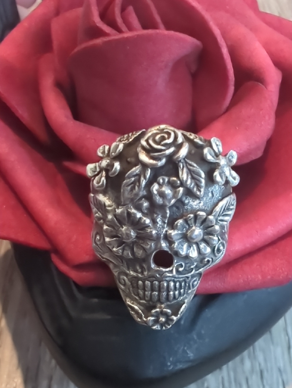 Taxco Mexico Sterling Silver Dia de los Muertos Sugar Skull Ring